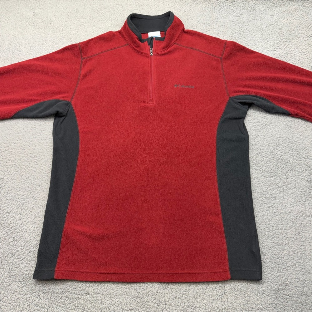 Columbia AM6558 Mens Large Red/Blk Polyester Fleece Quarter Zip Pullover 1352471 - Picture 10 of 13